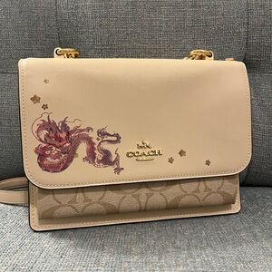 Coach New Year Klare Crossbody Bag With Signature Canvas And Dragon